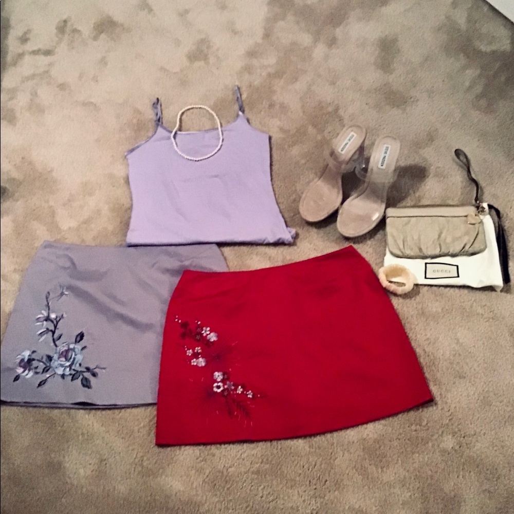 Express embroidered mini skirt